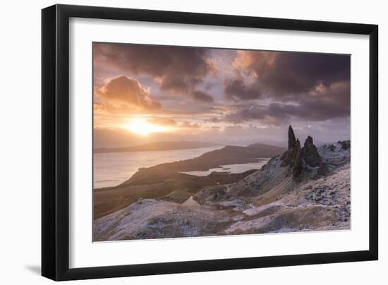 Spectacular Sunrise over the Old Man of Storr, Isle of Skye, Scotland. Winter (December)-Adam Burton-Framed Photographic Print