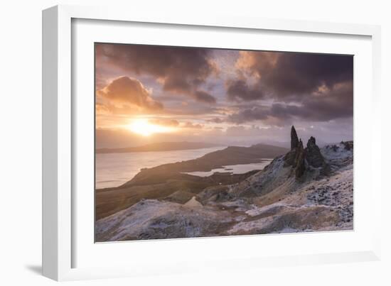 Spectacular Sunrise over the Old Man of Storr, Isle of Skye, Scotland. Winter (December)-Adam Burton-Framed Photographic Print