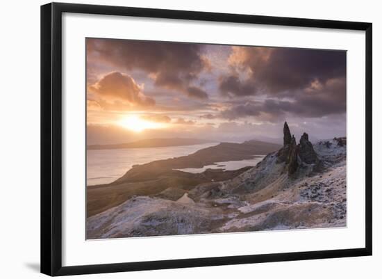 Spectacular Sunrise over the Old Man of Storr, Isle of Skye, Scotland. Winter (December)-Adam Burton-Framed Photographic Print