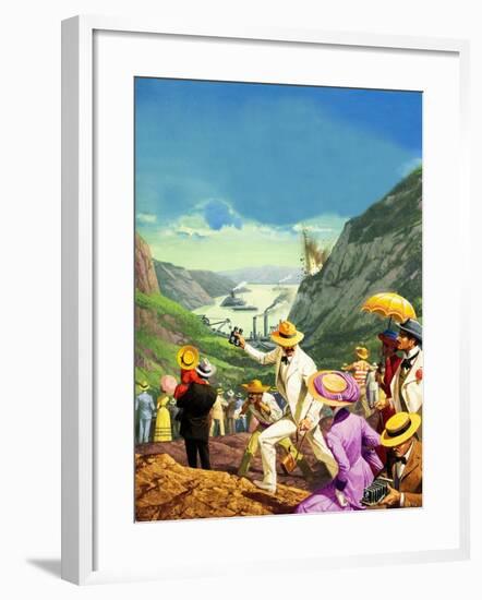 Spectators Admiring the Panama Canal-Severino Baraldi-Framed Giclee Print