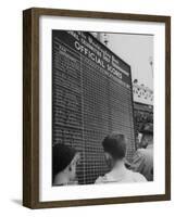 Spectators Checking the Official Score Board in the Golf Tournament-null-Framed Photographic Print