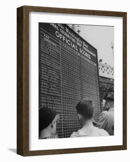 Spectators Checking the Official Score Board in the Golf Tournament-null-Framed Photographic Print