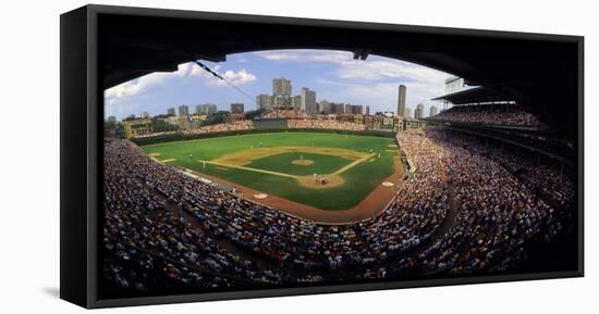 Spectators in a Stadium, Wrigley Field, Chicago Cubs, Chicago, Cook County, Illinois, USA-null-Framed Stretched Canvas