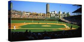 Spectators in a Stadium, Wrigley Field, Chicago Cubs, Chicago, Cook County, Illinois, USA-null-Stretched Canvas