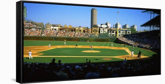 Spectators in a Stadium, Wrigley Field, Chicago Cubs, Chicago, Cook County, Illinois, USA-null-Framed Stretched Canvas