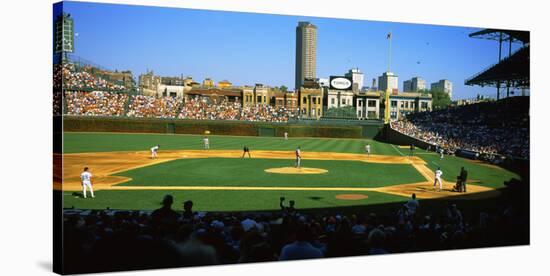 Spectators in a Stadium, Wrigley Field, Chicago Cubs, Chicago, Cook County, Illinois, USA-null-Stretched Canvas