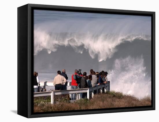 Spectators Line the Bluff at La Jolla Cove to Get a Good Look at the Large Surf in San Diego-null-Framed Stretched Canvas