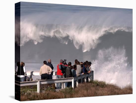 Spectators Line the Bluff at La Jolla Cove to Get a Good Look at the Large Surf in San Diego-null-Stretched Canvas