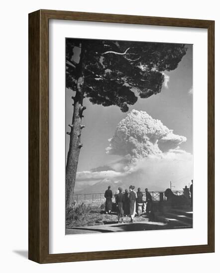 Spectators Viewing Eruption of Volcano Mount Vesuvius-George Rodger-Framed Photographic Print