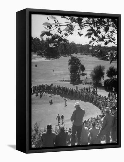 Spectators Watching as Men Compete in the Golf Tournament, Riviera Country Club-John Florea-Framed Stretched Canvas
