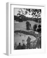 Spectators Watching as Men Compete in the Golf Tournament, Riviera Country Club-John Florea-Framed Photographic Print