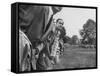 Spectators Watching Ben Hogan, Drive a Ball, at the National Open Golf Tournament-null-Framed Stretched Canvas