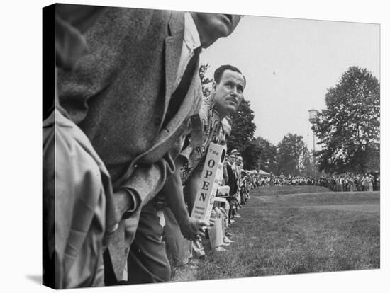 Spectators Watching Ben Hogan, Drive a Ball, at the National Open Golf Tournament-null-Stretched Canvas