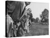 Spectators Watching Ben Hogan, Drive a Ball, at the National Open Golf Tournament-null-Stretched Canvas