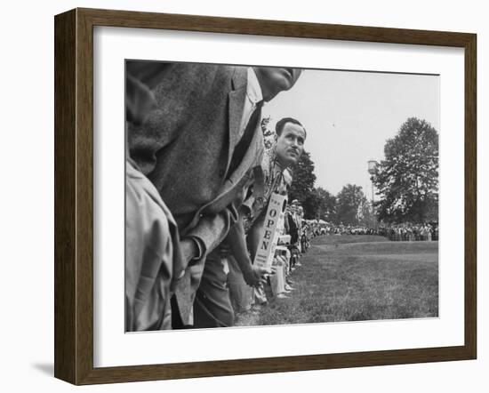 Spectators Watching Ben Hogan, Drive a Ball, at the National Open Golf Tournament-null-Framed Photographic Print