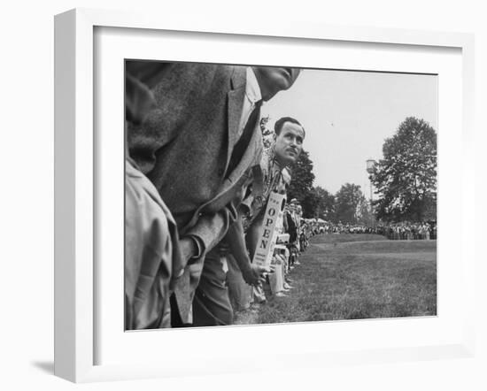 Spectators Watching Ben Hogan, Drive a Ball, at the National Open Golf Tournament-null-Framed Photographic Print