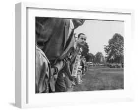 Spectators Watching Ben Hogan, Drive a Ball, at the National Open Golf Tournament-null-Framed Photographic Print