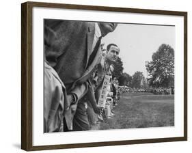 Spectators Watching Ben Hogan, Drive a Ball, at the National Open Golf Tournament-null-Framed Photographic Print