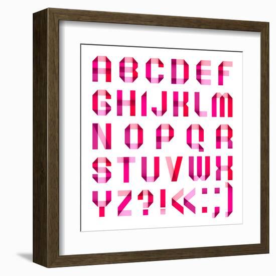 Spectral Letters Folded of Paper Ribbon-Pink-Ecelop-Framed Art Print