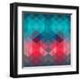 Spectrum Geometric Background Made of Triangles. Retro Hipster Color Spectrum Grunge Background. Sq-Markovka-Framed Art Print