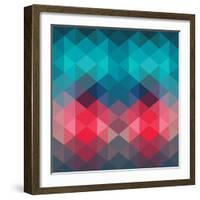 Spectrum Geometric Background Made of Triangles. Retro Hipster Color Spectrum Grunge Background. Sq-Markovka-Framed Art Print