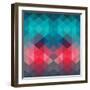 Spectrum Geometric Background Made of Triangles. Retro Hipster Color Spectrum Grunge Background. Sq-Markovka-Framed Art Print