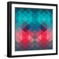 Spectrum Geometric Background Made of Triangles. Retro Hipster Color Spectrum Grunge Background. Sq-Markovka-Framed Art Print