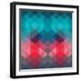 Spectrum Geometric Background Made of Triangles. Retro Hipster Color Spectrum Grunge Background. Sq-Markovka-Framed Art Print