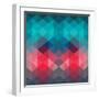 Spectrum Geometric Background Made of Triangles. Retro Hipster Color Spectrum Grunge Background. Sq-Markovka-Framed Art Print