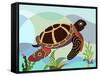 Spectrum Sea Turtle-Lanre Adefioye-Framed Stretched Canvas