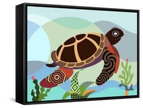 Spectrum Sea Turtle-Lanre Adefioye-Framed Stretched Canvas