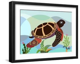 Spectrum Sea Turtle-Lanre Adefioye-Framed Giclee Print