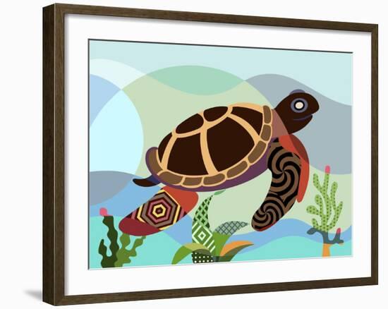 Spectrum Sea Turtle-Lanre Adefioye-Framed Giclee Print