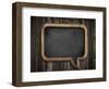 Speech Bubble Blackboard or Chalkboard Hanging on Wooden Wall-Andrey_Kuzmin-Framed Photographic Print