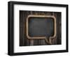 Speech Bubble Blackboard or Chalkboard Hanging on Wooden Wall-Andrey_Kuzmin-Framed Photographic Print