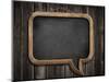 Speech Bubble Blackboard or Chalkboard Hanging on Wooden Wall-Andrey_Kuzmin-Mounted Photographic Print