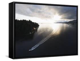 Speed Boat in Burrard Inlet, Vancouver, British Columbia, Canada, North America-Christian Kober-Framed Stretched Canvas