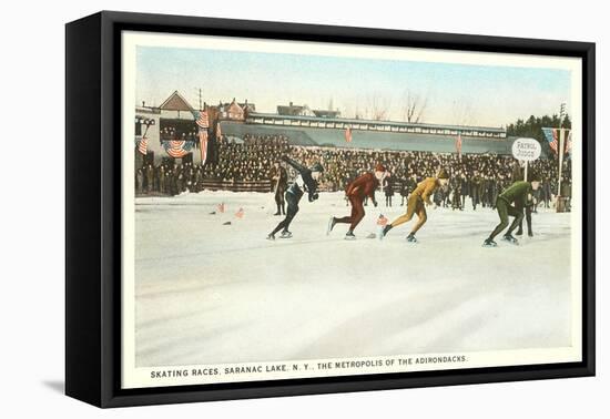 Speed Skating Races, Saranac Lake, New York-null-Framed Stretched Canvas