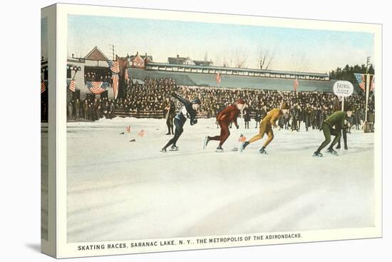 Speed Skating Races, Saranac Lake, New York-null-Stretched Canvas