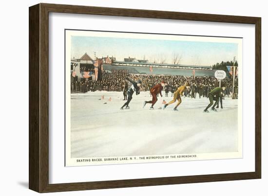 Speed Skating Races, Saranac Lake, New York-null-Framed Art Print