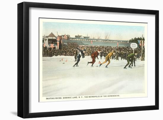 Speed Skating Races, Saranac Lake, New York-null-Framed Art Print