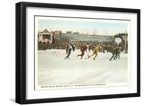 Speed Skating Races, Saranac Lake, New York-null-Framed Art Print