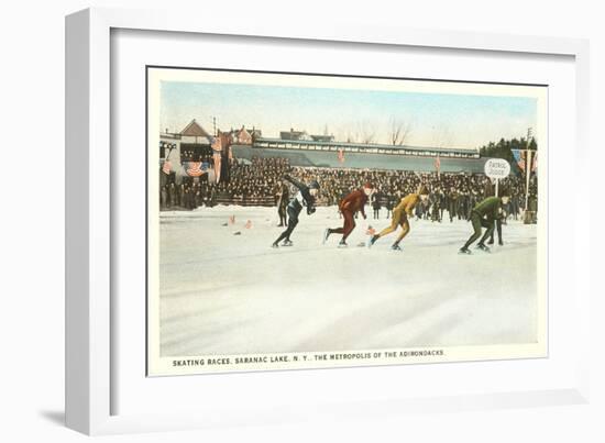 Speed Skating Races, Saranac Lake, New York-null-Framed Art Print