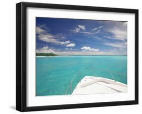 Speedboat Arriving in Tropical Beach, Maldives, Indian Ocean, Asia-Sakis Papadopoulos-Framed Photographic Print