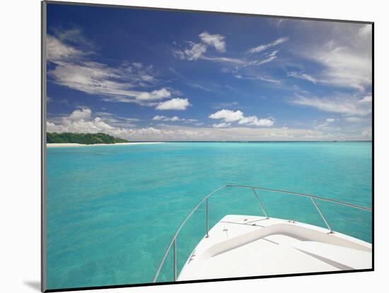 Speedboat Arriving in Tropical Beach, Maldives, Indian Ocean, Asia-Sakis Papadopoulos-Mounted Photographic Print