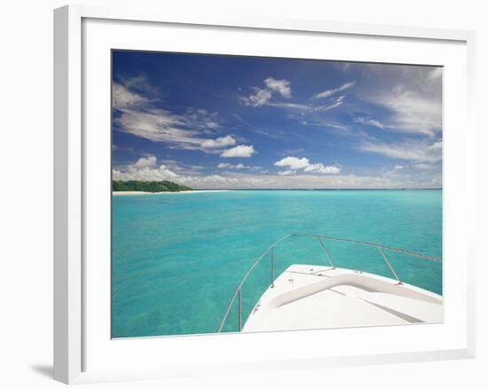 Speedboat Arriving in Tropical Beach, Maldives, Indian Ocean, Asia-Sakis Papadopoulos-Framed Photographic Print