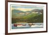 Speedboat Racing on Mountain Lake-null-Framed Art Print