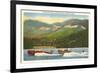 Speedboat Racing on Mountain Lake-null-Framed Art Print