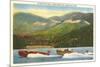 Speedboat Racing on Mountain Lake-null-Mounted Art Print