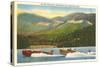 Speedboat Racing on Mountain Lake-null-Stretched Canvas